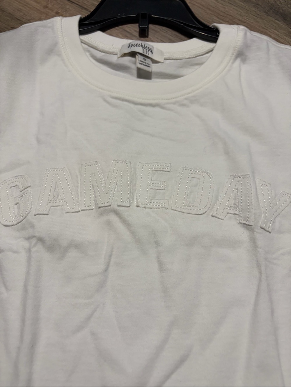 NWT Speechless cream Raised "GAMEDAY" Kids Short Sleeve Tee & gameday hair bow